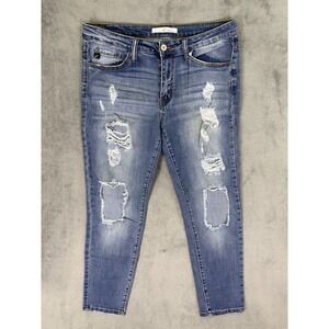 KanCan Jeans Womens 29 Blue Straight Medium Wash Distressed Denim Mid Rise